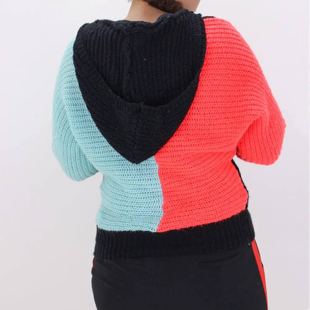 Damen-Farbblock-Pullover, Mehrfarbig