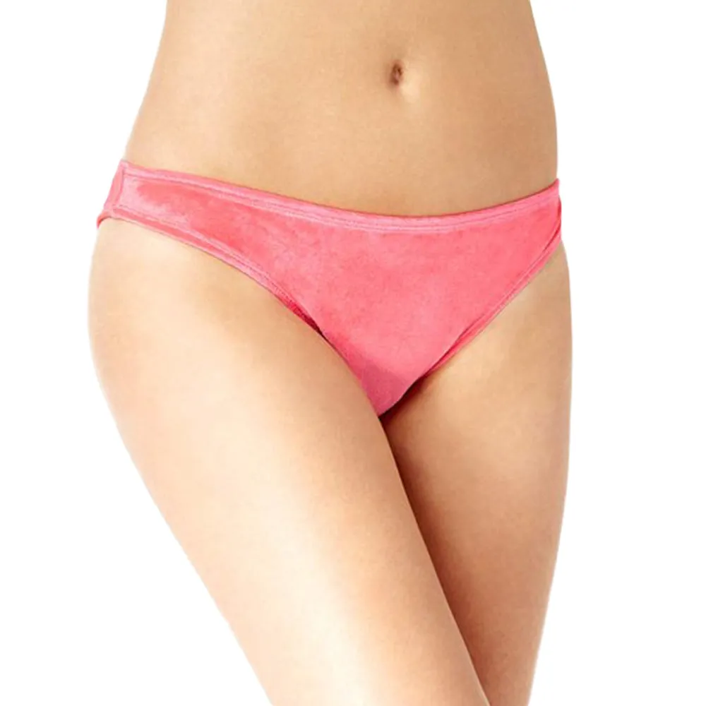 Damen-Hipster-Bikiniunterteile aus Crushed Velvet, Rosa