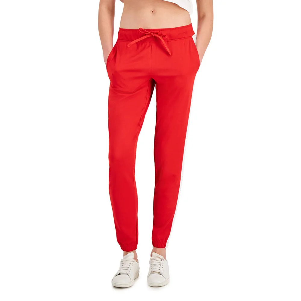 Damen-Jogginghose mit Zugband und Colorblocking, Rot