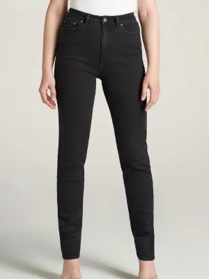 Damen-Hochwaist-Jeanshose, Schwarz