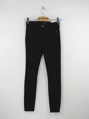 Damen-Slim-Fit-Jeans mit hoher Taille, schwarz