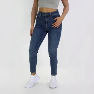 Damen Jeans mit hoher Taille und schmalem Bein, Blau