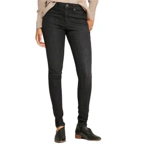 Damen-Hochbund-Jeanshose, gewaschen, Schwarz