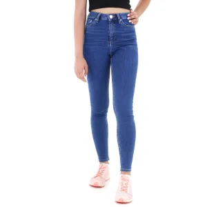 Damen High Waist Skinny Jeans, Blau