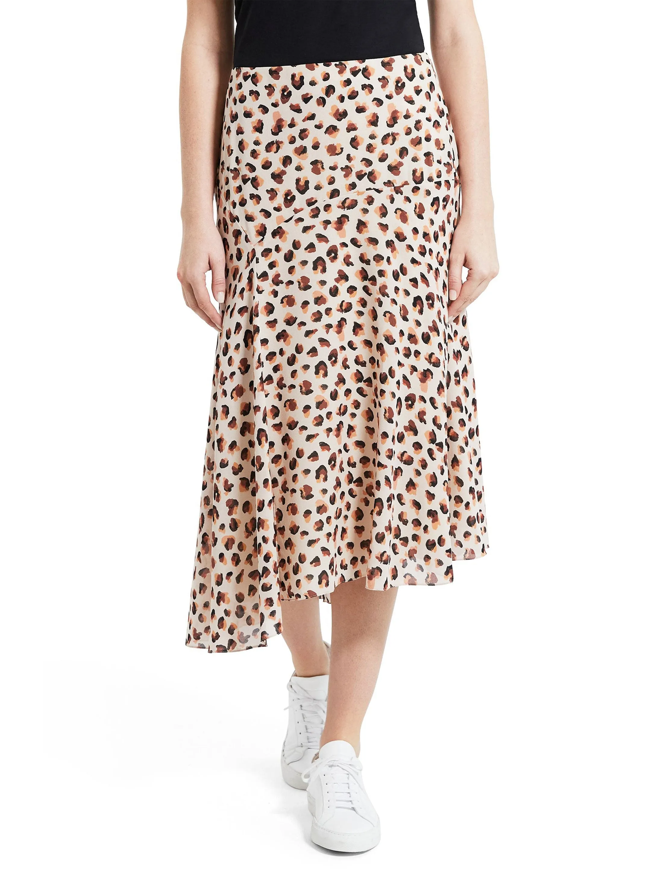 Damen-Langrock mit Leopardenmuster, Mehrfarbig
