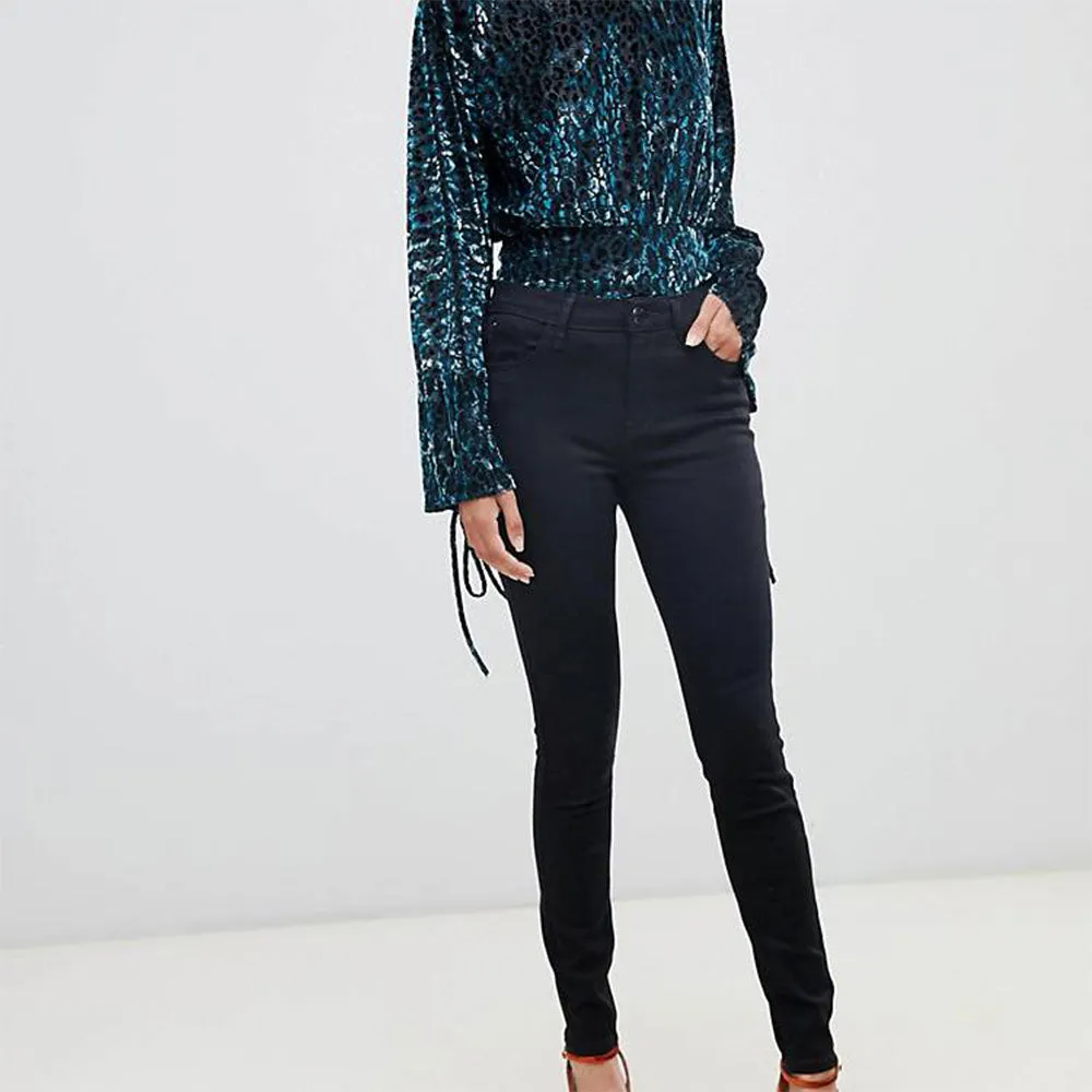 Damen-Super Skinny Jeans mit mittlerer Taillenhöhe, Schwarz