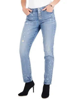 Damen-Jeans mit Farbspritzeffekt, gewaschen, Blau
