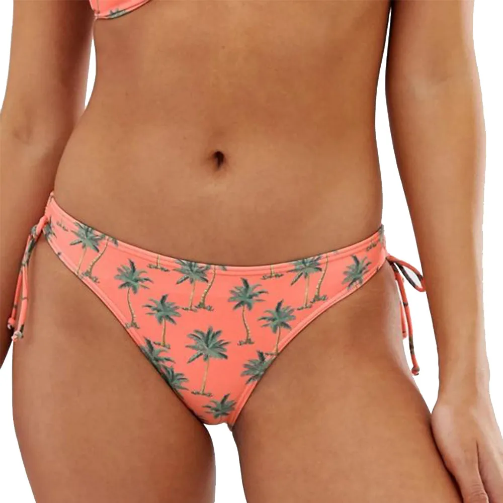 Damen-Bikiniunterteil mit Palmenprint, Koralle