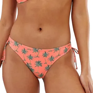 Damen-Bikiniunterteil mit Palmenprint, Koralle