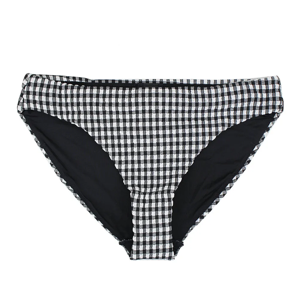 Damen-Karos-Bikini-Höschen, Schwarz/Weiß