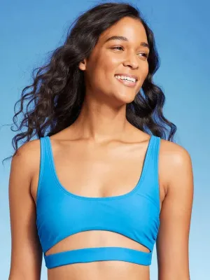 Damen Bikini-Oberteil mit einfachem Ausschnitt, Blau