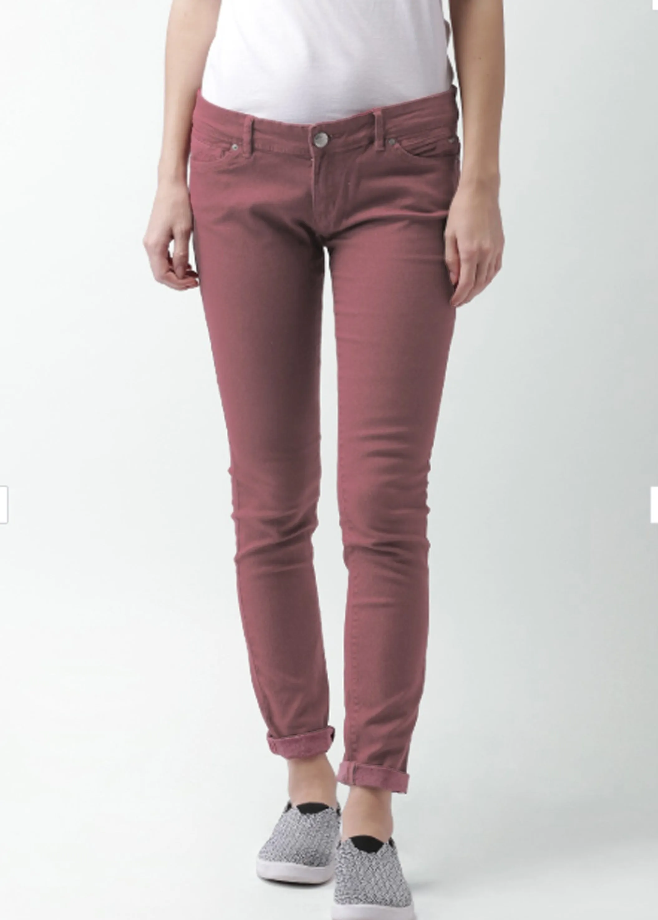Damen-Jeans ohne Verzierung, Dunkelrosa