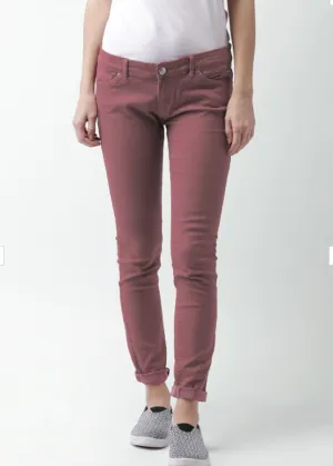 Damen-Jeans ohne Verzierung, Dunkelrosa