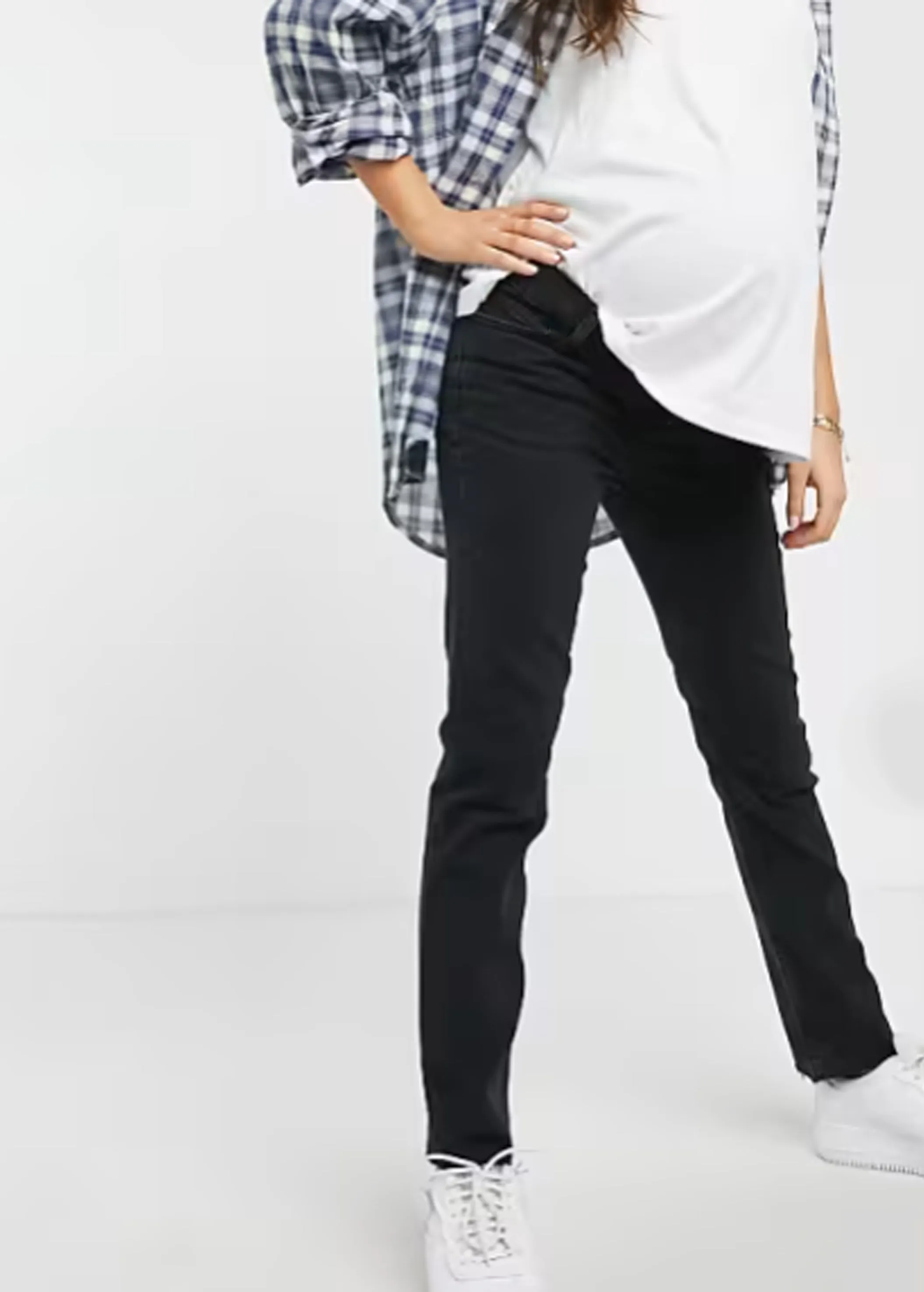 Einfache Schwangerschaftsjeans für Damen, Schwarz