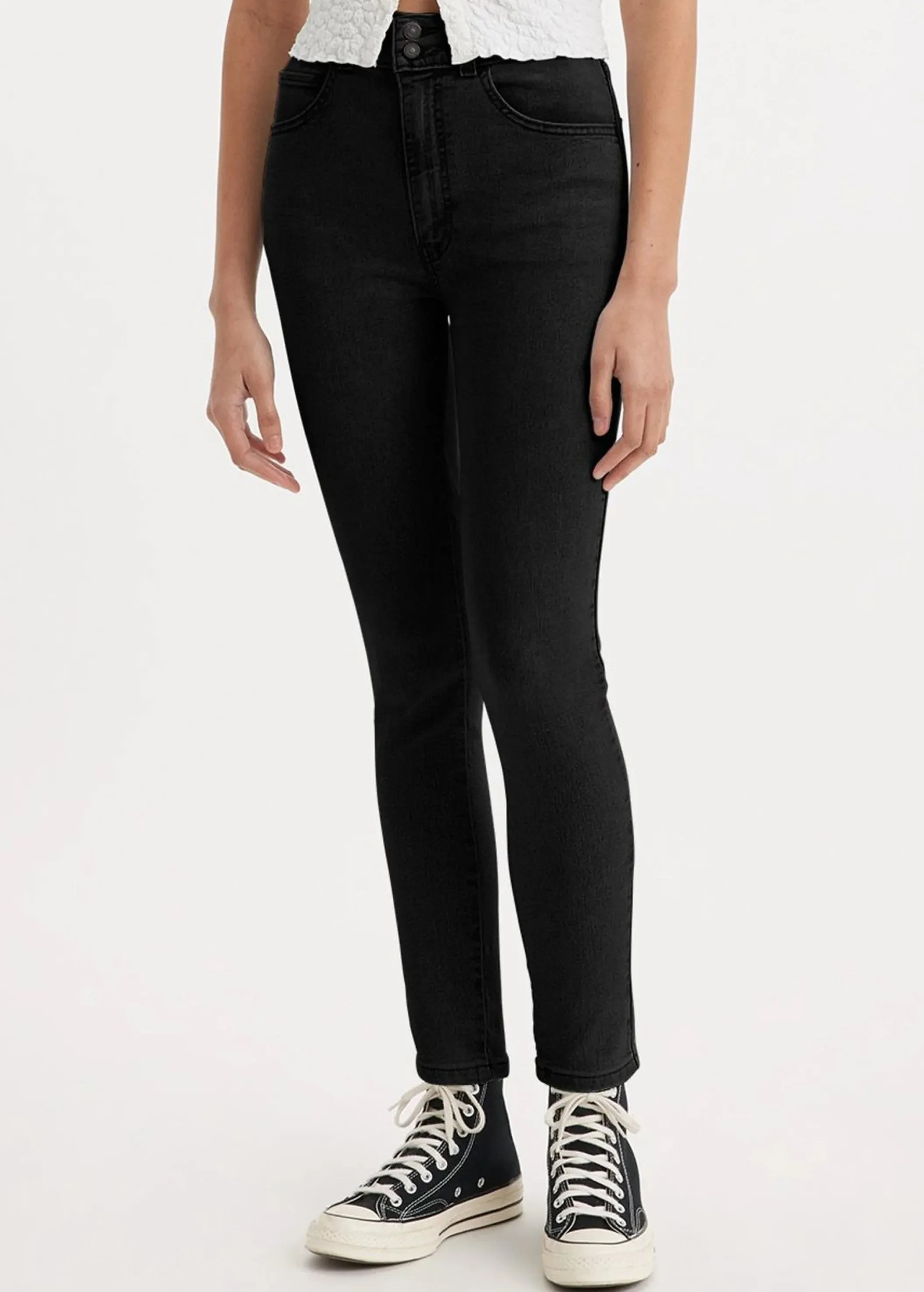 Schwarze Skinny-Jeans für Damen, schlicht