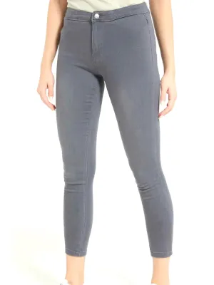 Damen-Skinny-Jeans, schlicht, grau