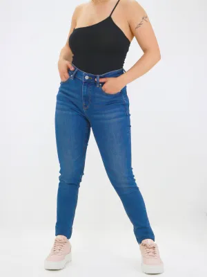 Damen-Skinny-Jeans, Einfarbig, Marineblau