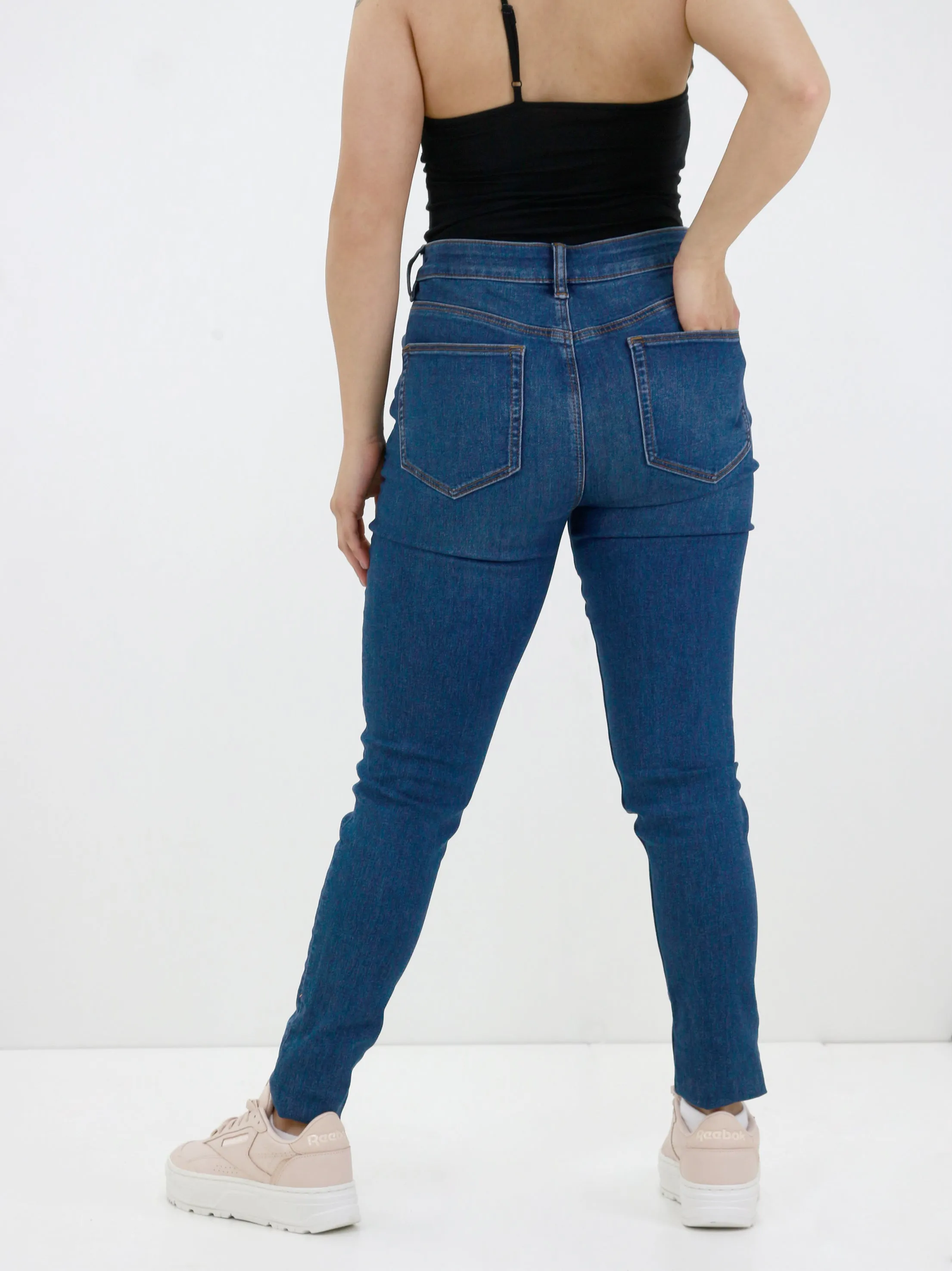 Damen-Skinny-Jeans, Einfarbig, Marineblau