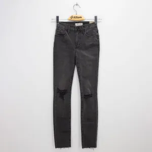 Damen Jeans, Einfarbig, Zerrissen, Dunkelgrau