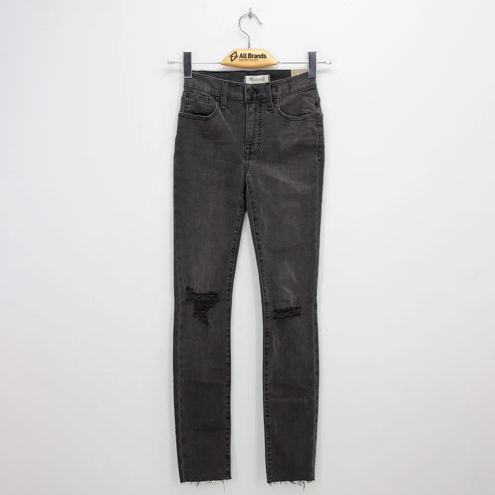 Damen Jeans, Einfarbig, Zerrissen, Dunkelgrau