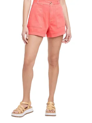 Damen einfarbige kurze Shorts, Koralle