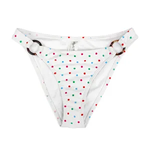 Damen-Bikiniunterteil mit Punkten, Weiß