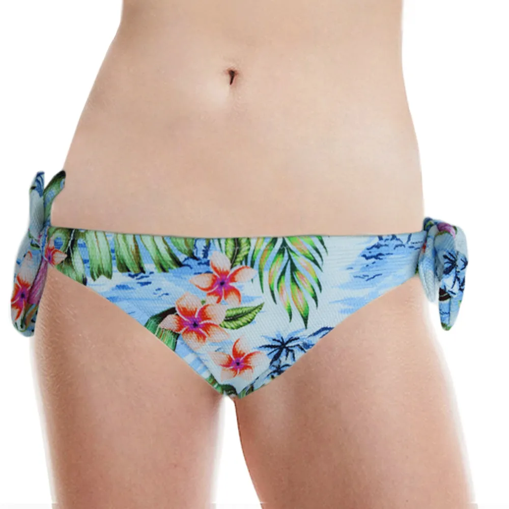 Damen-Bikiniunterteil mit Druck, verstellbar, Weiß