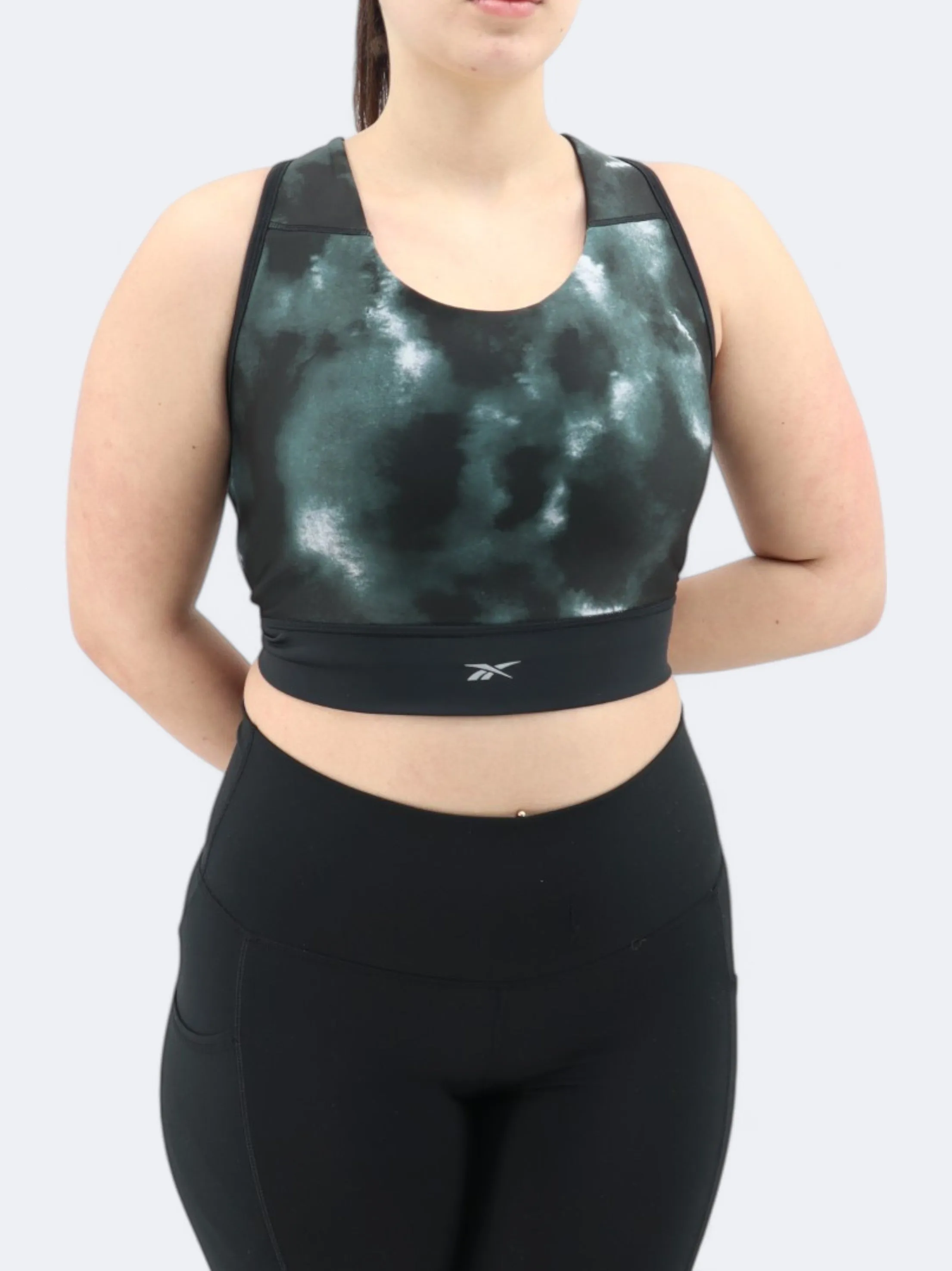 Dunkelgrünes Sportliches Crop-Top mit Print für Damen