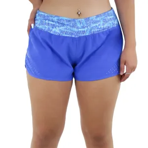 Damen Sportkurzhose mit bedruckter Taille, Blau