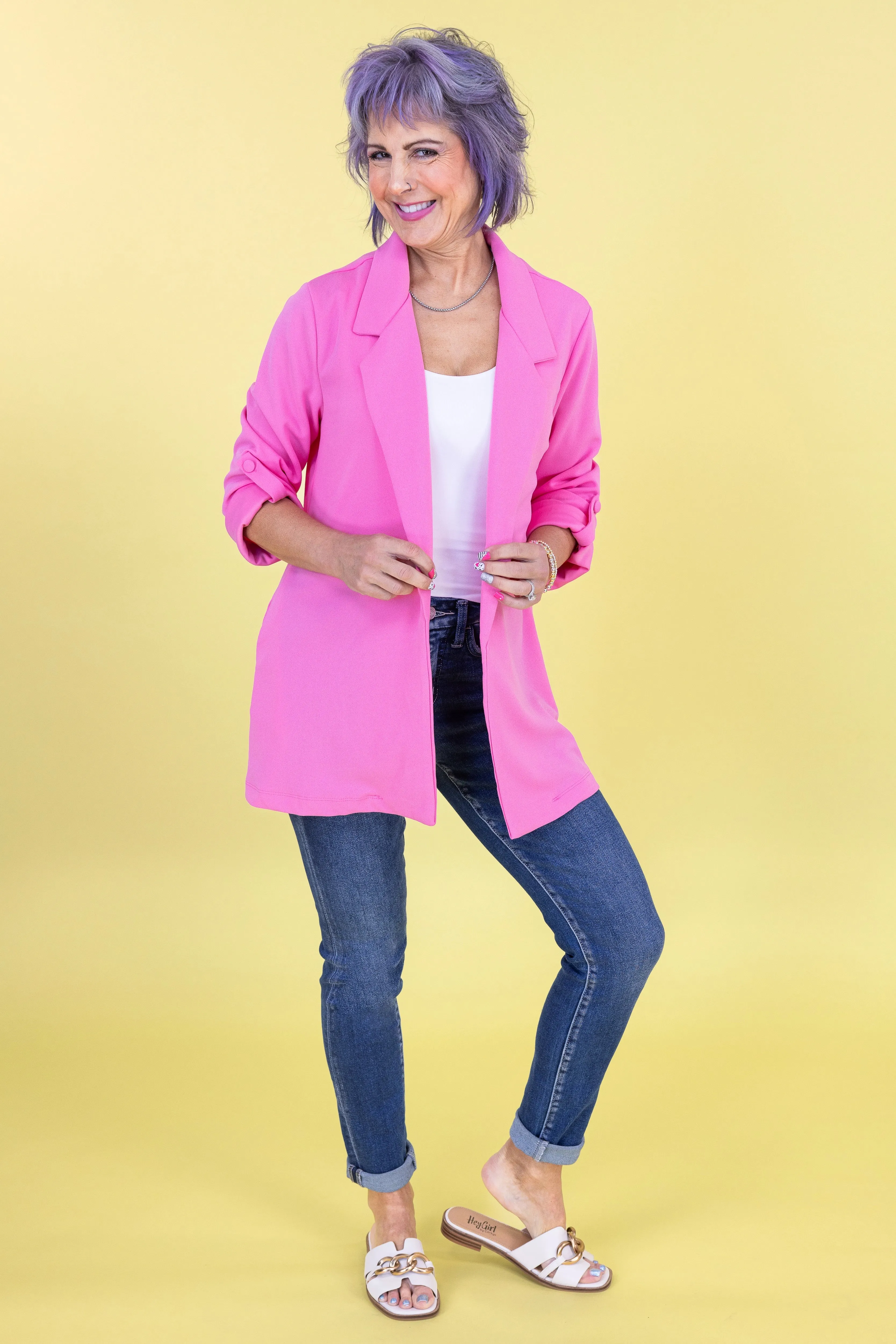 Damen Blazer mit lockerer Passform und offener Front
