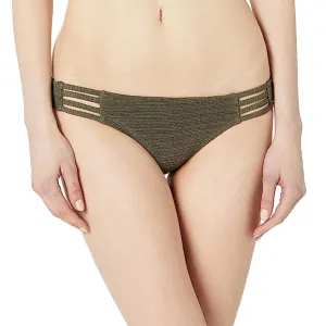 Damen-Rippen-Bikini-Slip mit Style-Seite, Olive