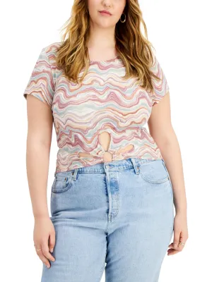 Damen Rippen-O-Ring-Top, Mehrfarbig