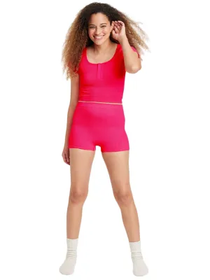 Damen Rippen-Shorts, Rosa
