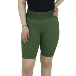 Damen Rippen-Sportshorts, Olive