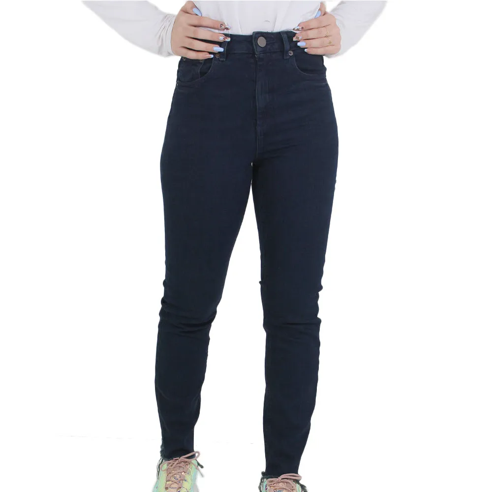 Damen Ripped Straight Jeans mit Rissdetails, Marineblau