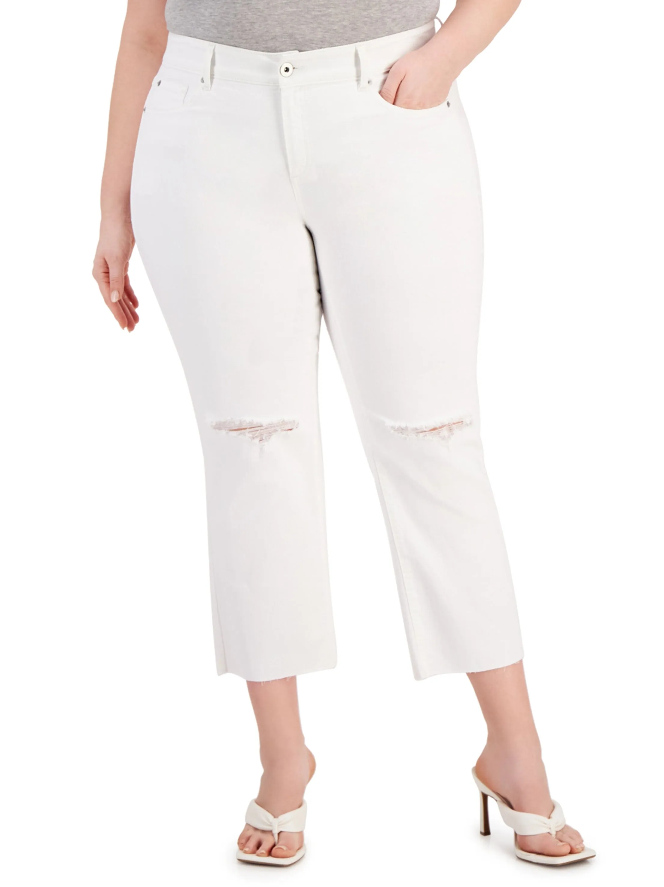Zerrissene Damen-Jeans, Weiß