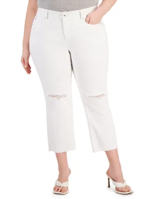 Zerrissene Damen-Jeans, Weiß