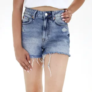 Zerrissene Denim-Minishorts für Damen, Hellblau