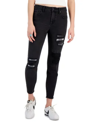 Zerrissene Damenjeans, Schwarz