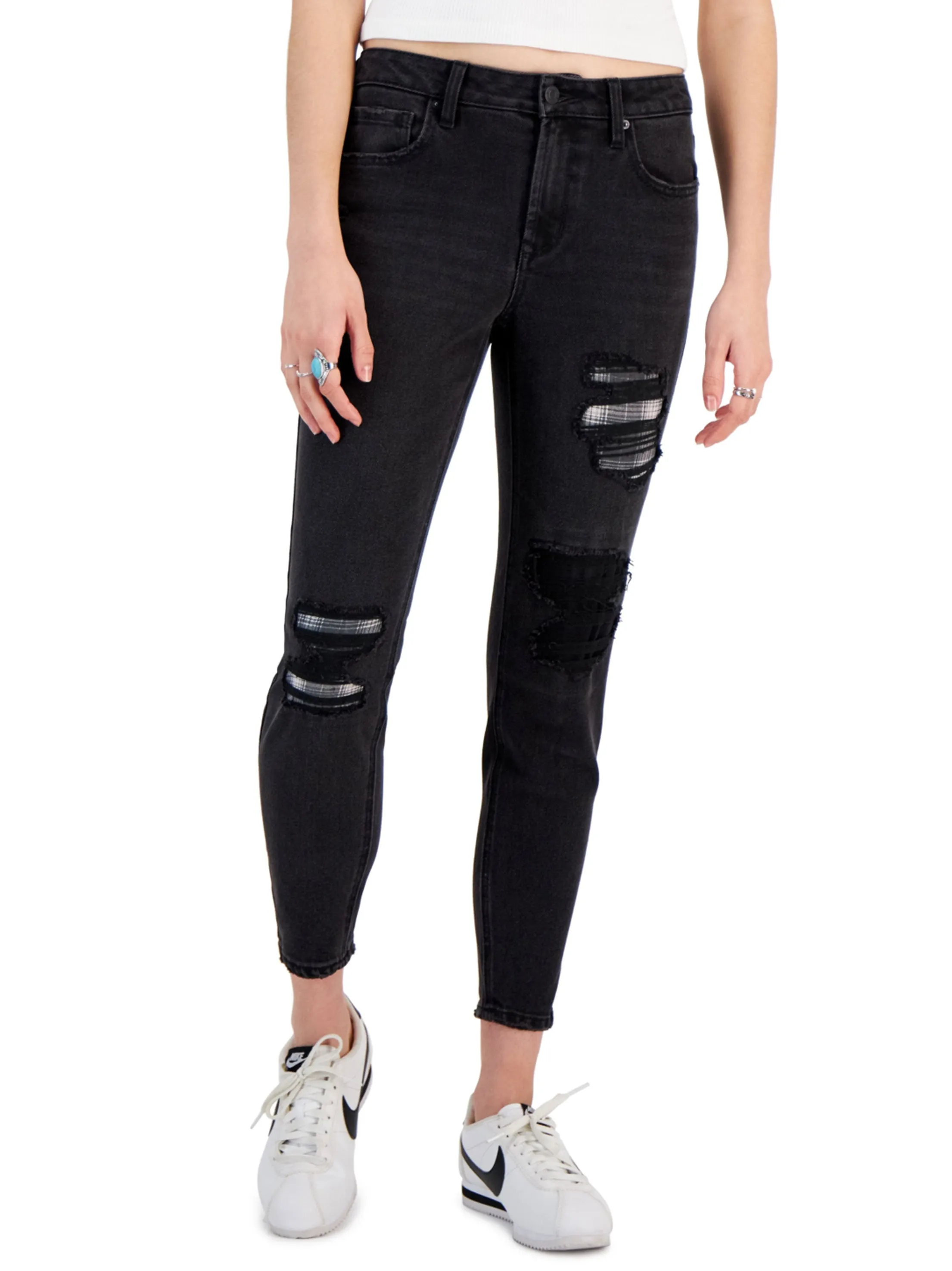 Zerrissene Damenjeans, Schwarz