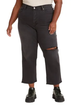 Zerrissene Damenjeans, Dunkelgrau