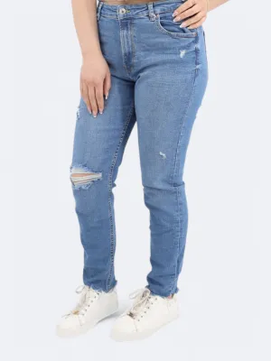 Zerrissene Waschjeans für Damen, Blau