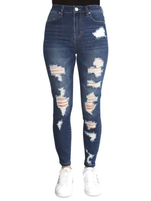 Zerrissene Waschjeans für Damen, Blau