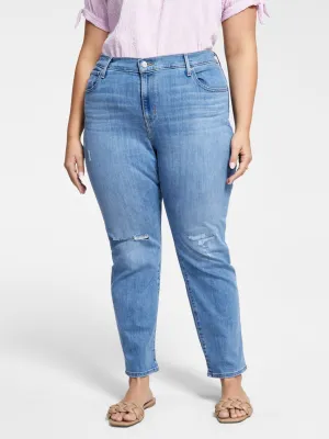 Damens Jeans mit Rissen und Wascheffekt, Blau