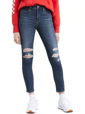 Damens Jeans mit Used-Optik und Rissen, Blau