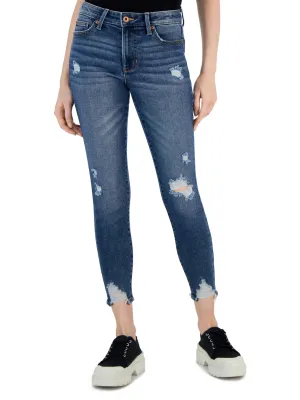 Damen Jeans mit Used-Look und Rissen, Blau