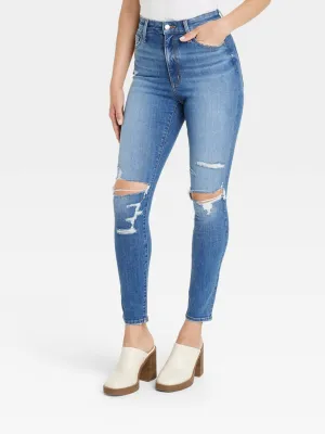 Zerrissene Waschjeans für Damen, Blau