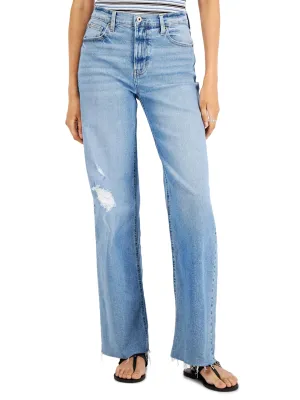 Zerrissene Waschjeans für Damen, Hellblau