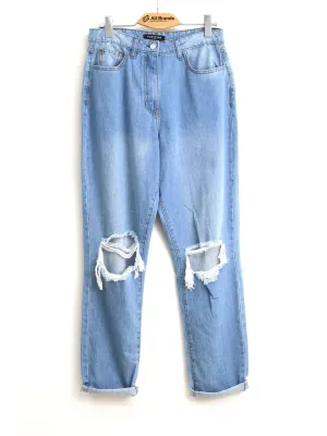 Zerrissene Waschjeans für Damen, Hellblau