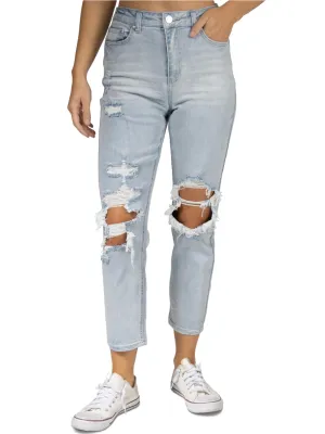 Zerrissene Waschjeans für Damen, Hellblau